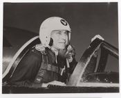 General Frank Armstrong in cockpit